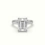 Emerald Cut Diamond Solitaire Plain Band — White Gold