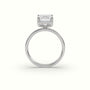 Emerald Cut Diamond Solitaire Plain Band — White Gold