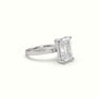 Emerald Cut Diamond Solitaire Plain Band — White Gold
