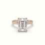 Emerald Cut Diamond Solitaire Plain Band — Rose Gold