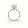 Emerald Cut Diamond Solitaire Plain Band — Rose Gold
