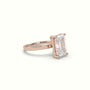 Emerald Cut Diamond Solitaire Plain Band — Rose Gold