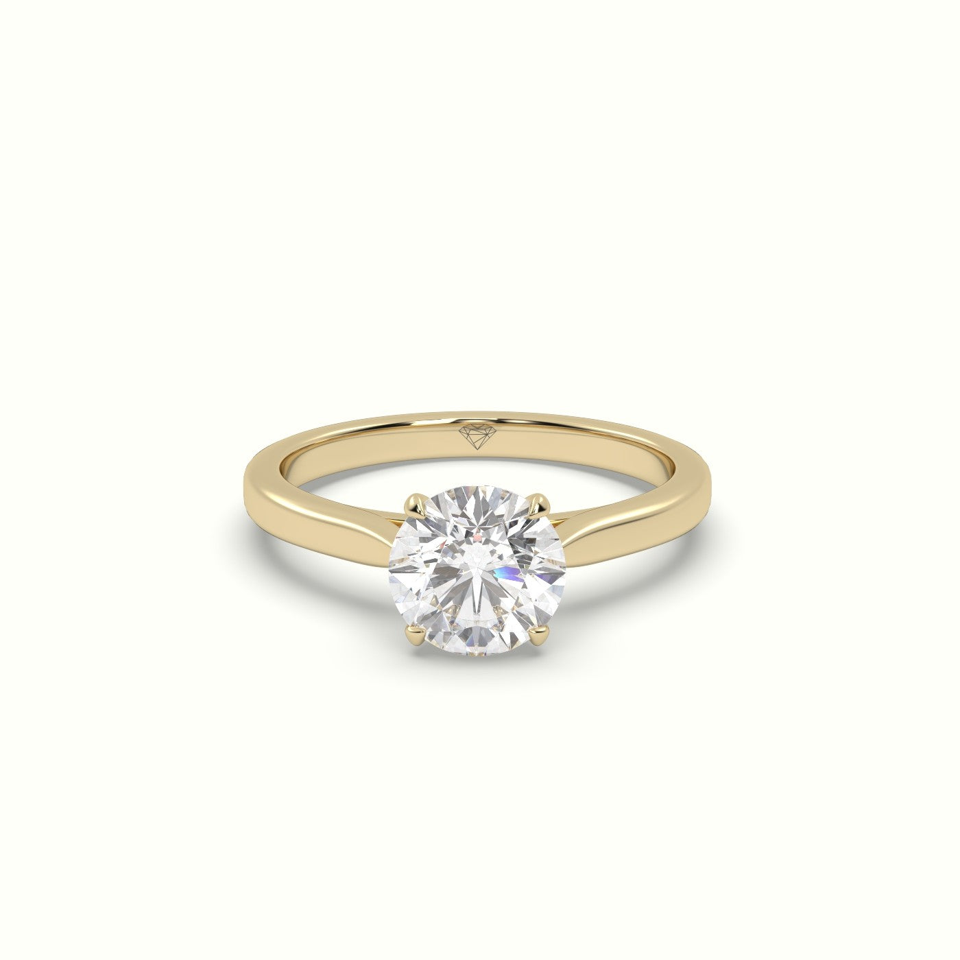Round Solitaire 4 Prongs Diamond Engagement Ring — Yellow Gold