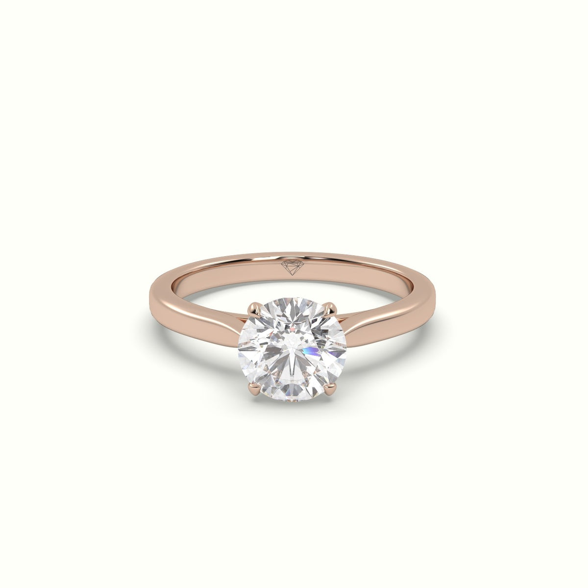 Round Solitaire 4 Prongs Diamond Engagement Ring — Rose Gold
