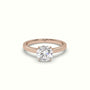 Round Solitaire 4 Prongs Diamond Engagement Ring — Rose Gold
