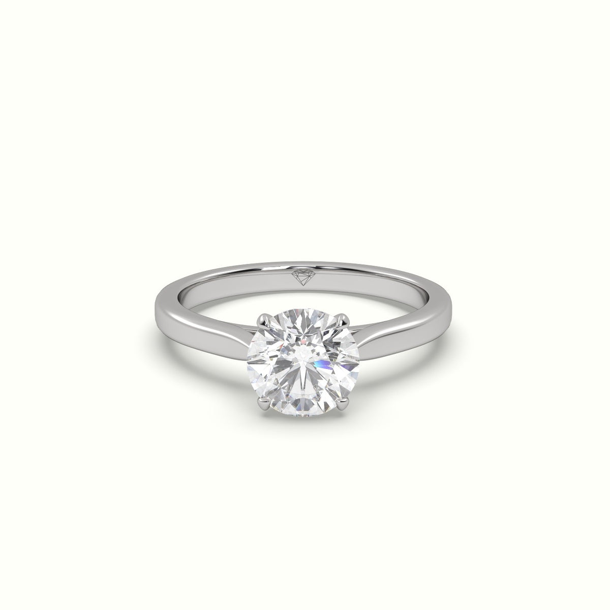 Round Solitaire 4 Prongs Diamond Engagement Ring — White Gold