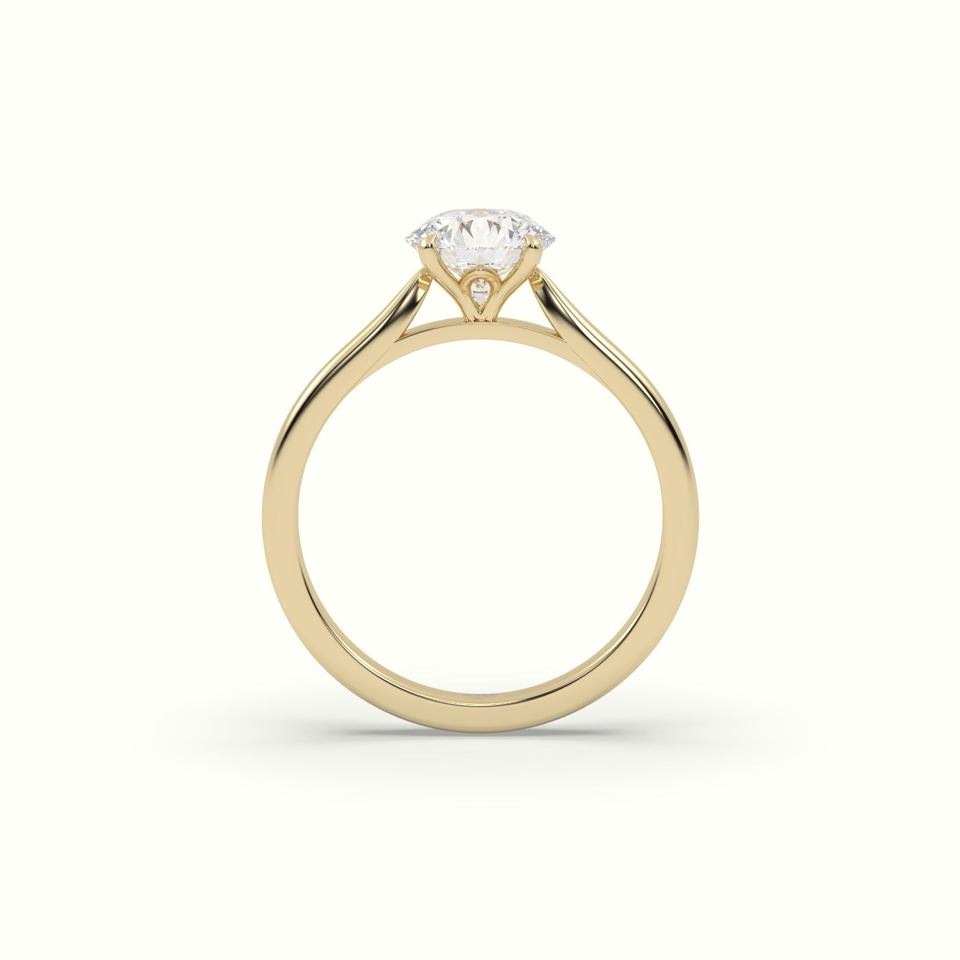 Round Solitaire 4 Prongs Diamond Engagement Ring — Yellow Gold
