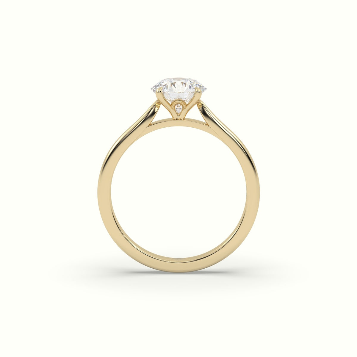 Round Solitaire 4 Prongs Diamond Engagement Ring — Yellow Gold