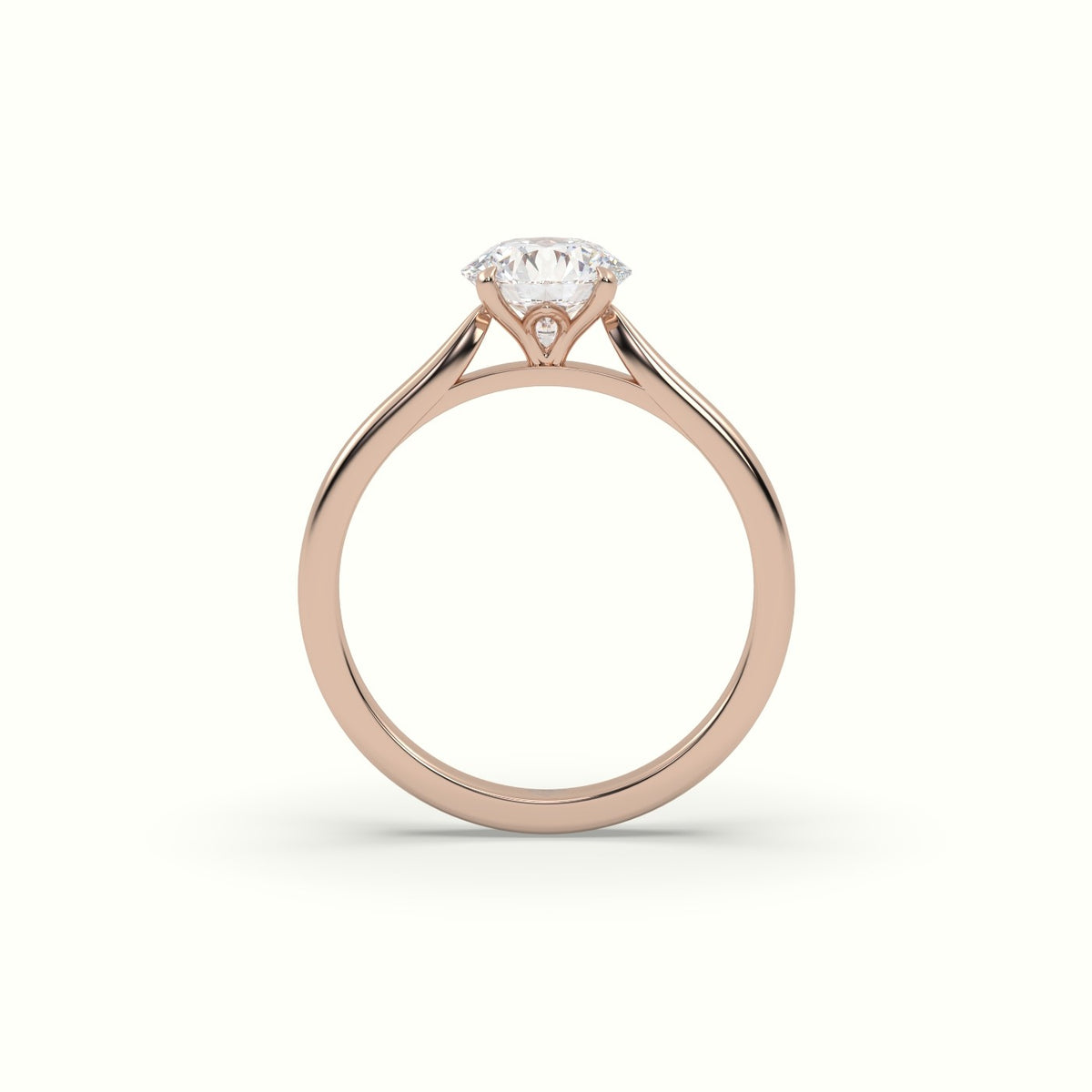 Round Solitaire 4 Prongs Diamond Engagement Ring — Rose Gold