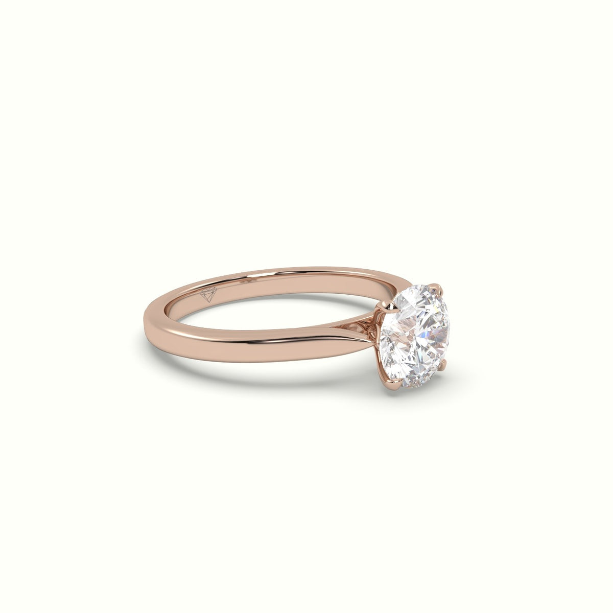 Round Solitaire 4 Prongs Diamond Engagement Ring — Rose Gold