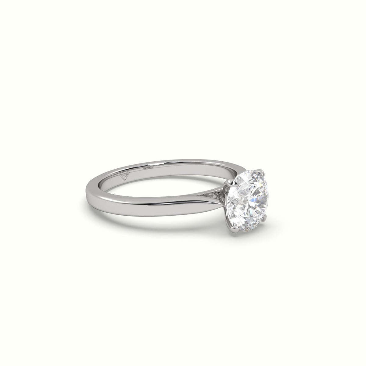 Round Solitaire 4 Prongs Diamond Engagement Ring — White Gold