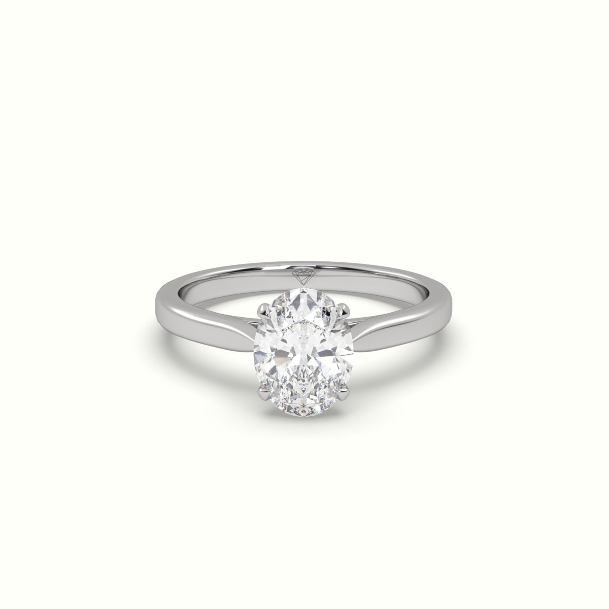 Oval Cut Solitaire Diamond 4 Prongs Ring — White Gold