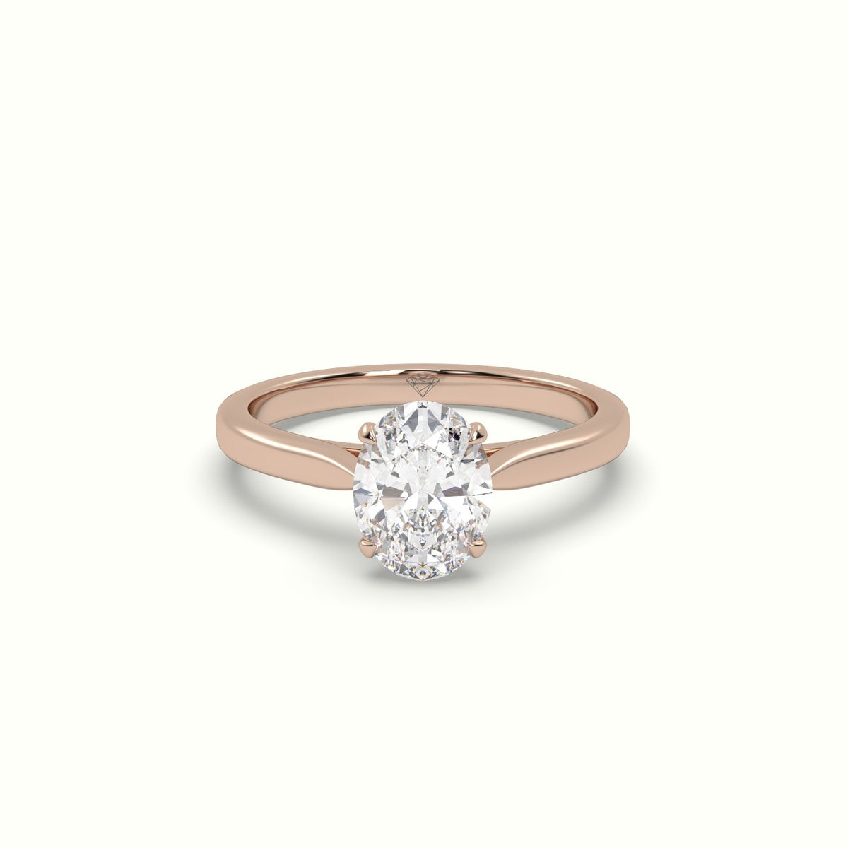 Oval Cut Solitaire Diamond 4 Prongs Ring — Rose Gold