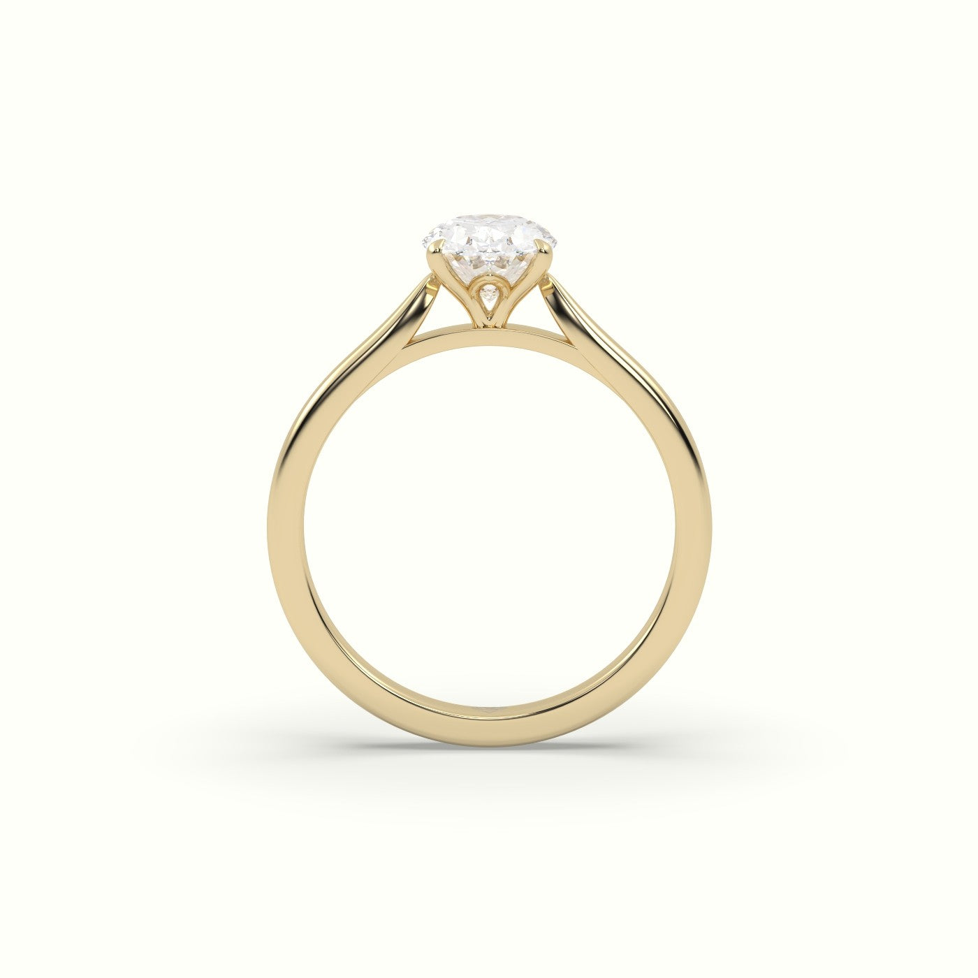 Oval Cut Solitaire Diamond 4 Prongs Ring — Yellow Gold