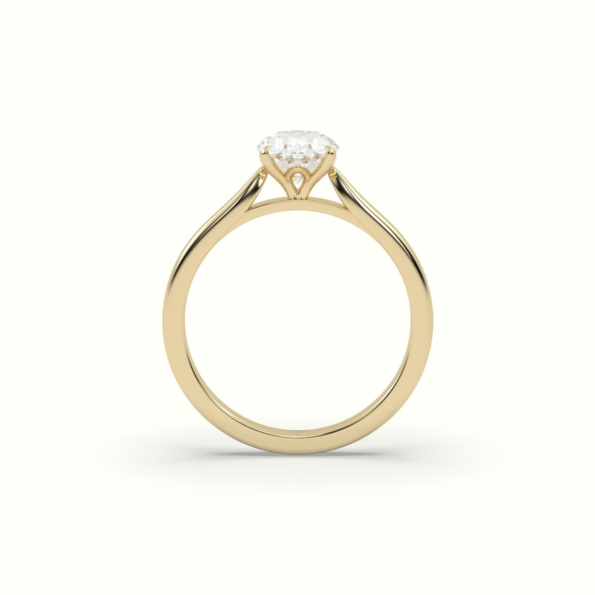 Oval Cut Solitaire Diamond 4 Prongs Ring — Yellow Gold