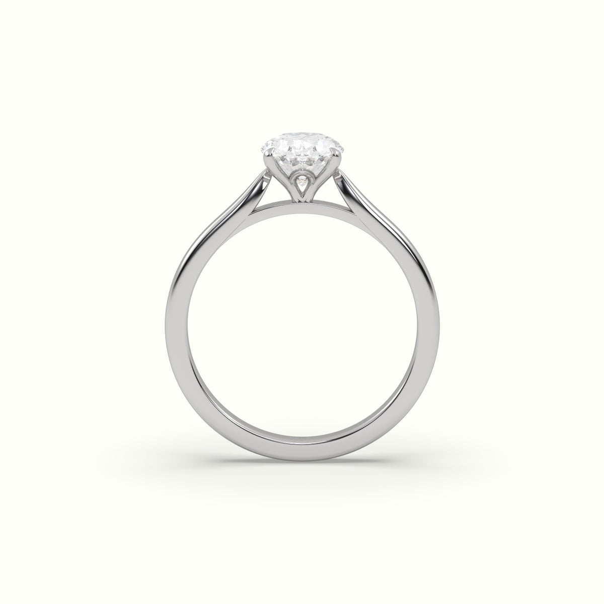 Oval Cut Solitaire Diamond 4 Prongs Ring — White Gold