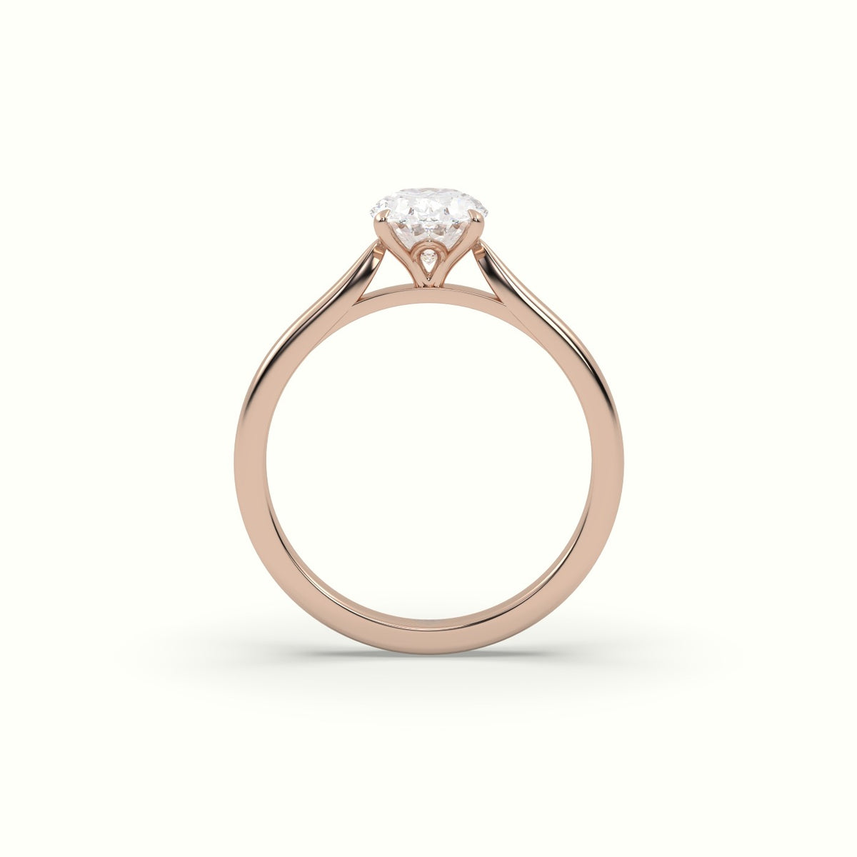 Oval Cut Solitaire Diamond 4 Prongs Ring — Rose Gold