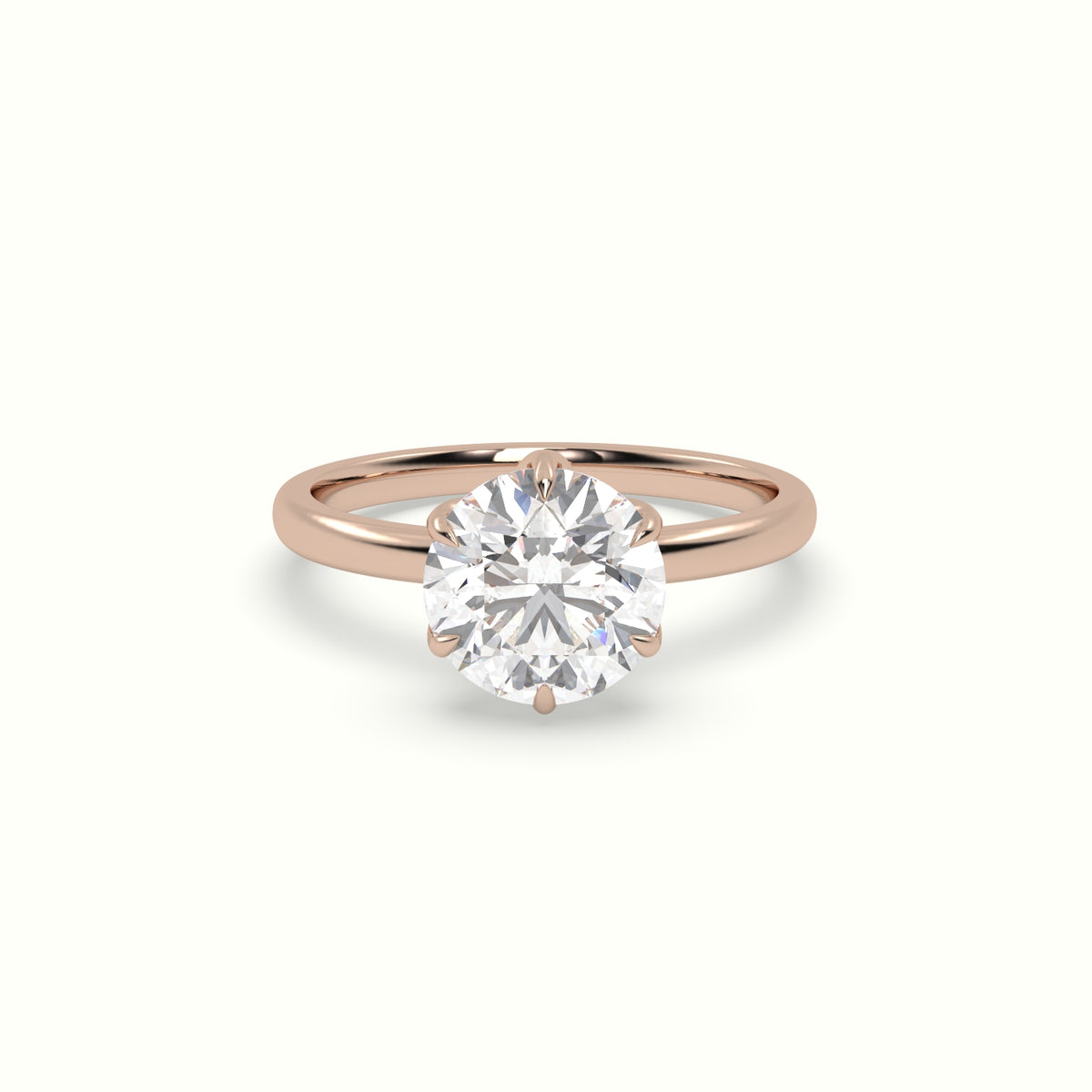 The Tulip Round Cut 6 Prong Solitaire Diamond Engagement Ring