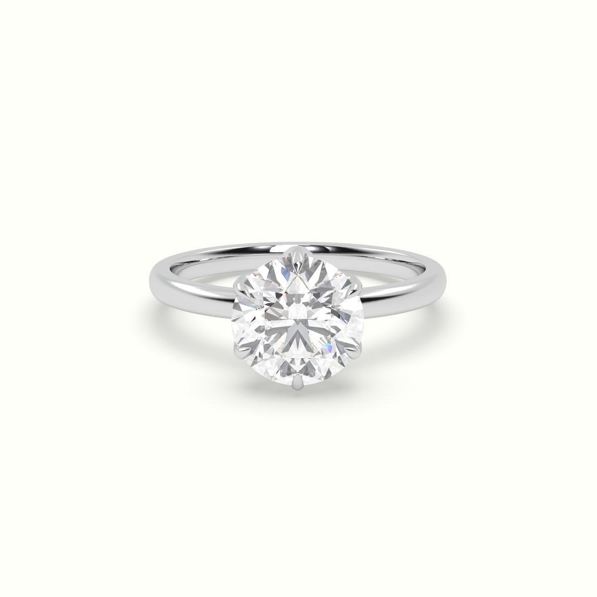 The Tulip Round Cut 6 Prong Solitaire Diamond Engagement Ring