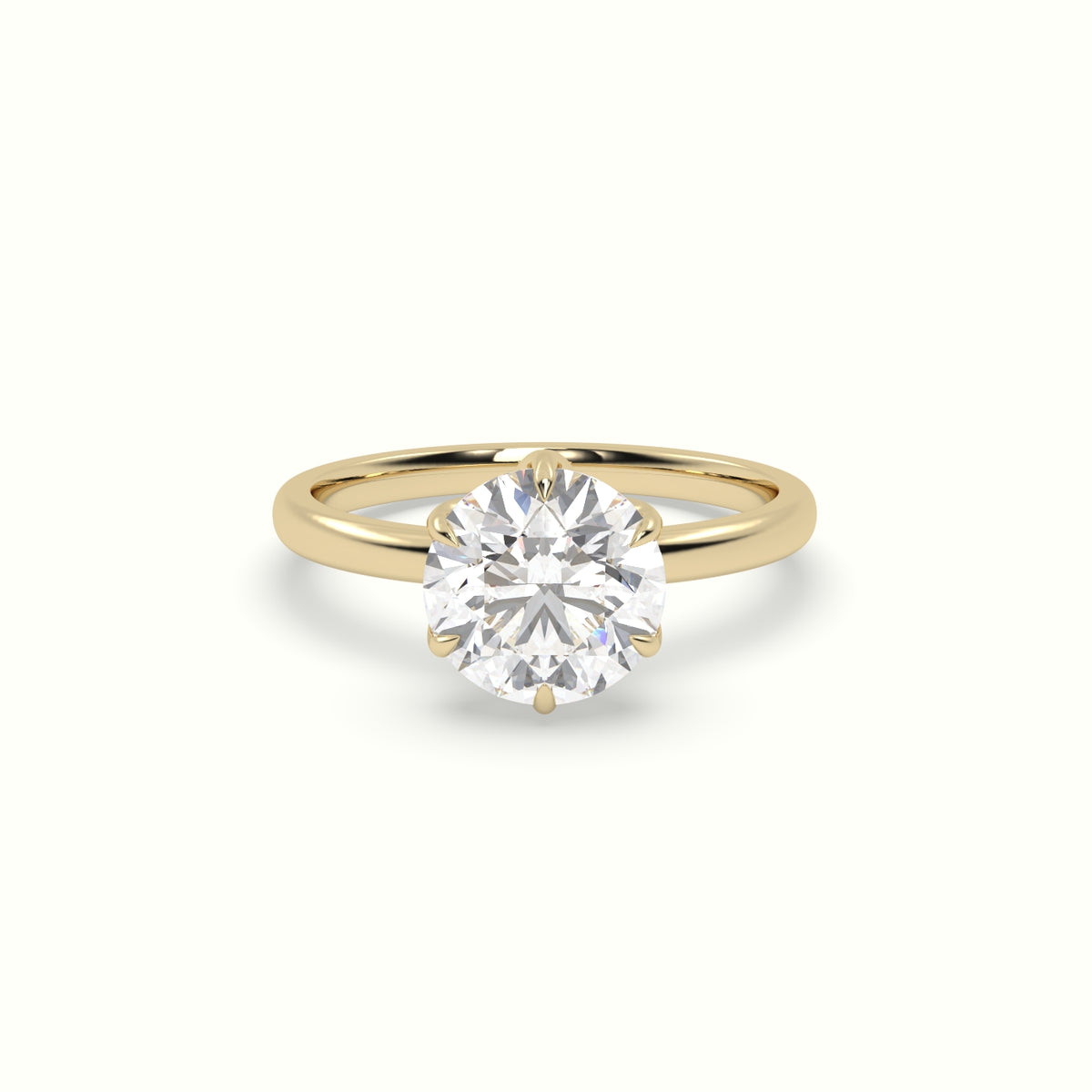 The Tulip Round Cut 6 Prong Solitaire Diamond Engagement Ring
