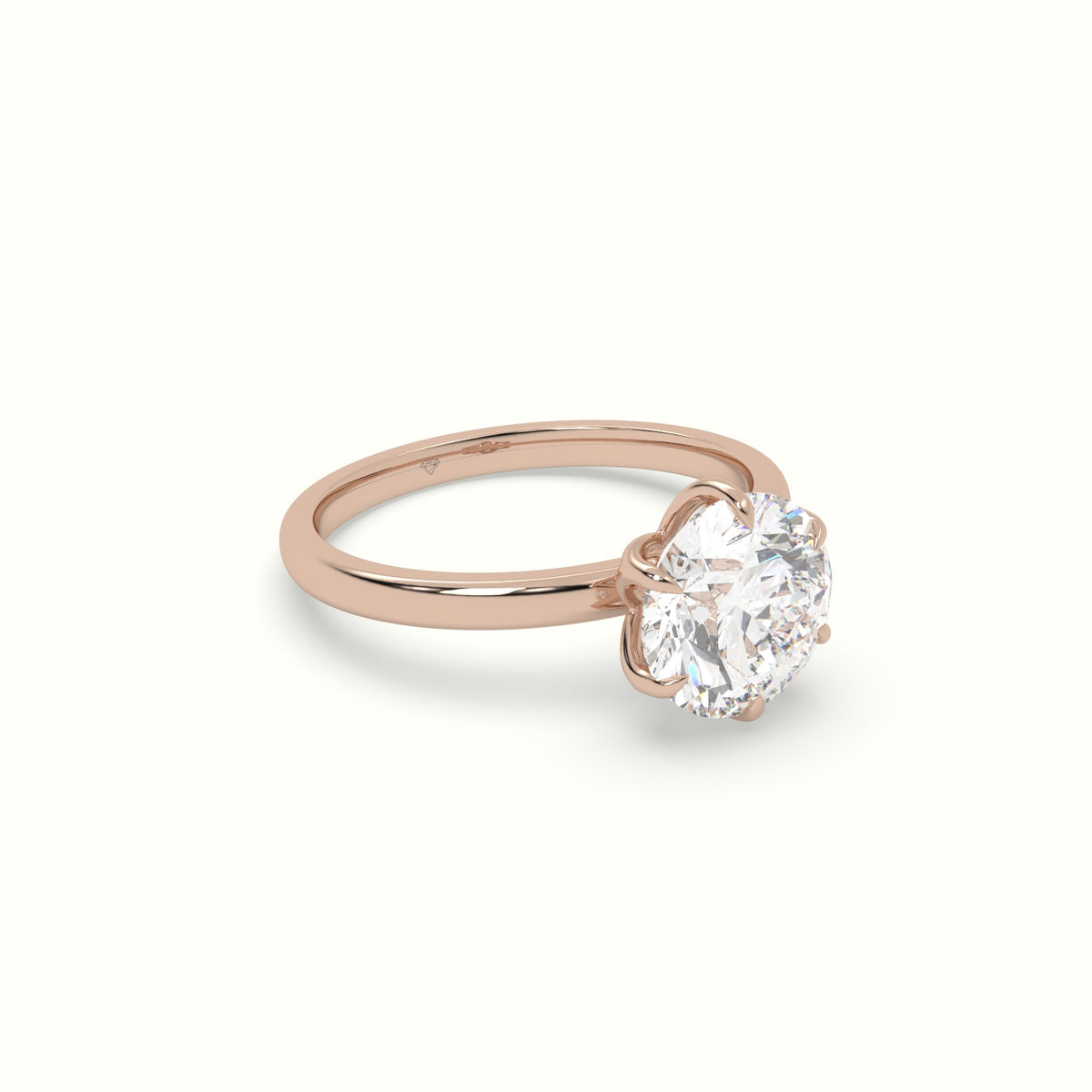 The Tulip Round Cut 6 Prong Solitaire Diamond Engagement Ring