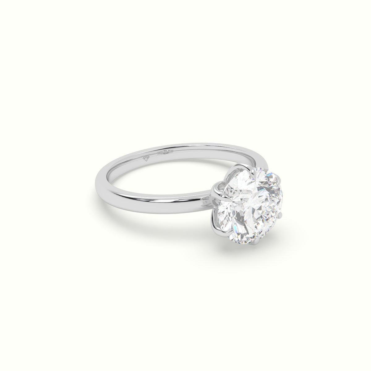 The Tulip Round Cut 6 Prong Solitaire Diamond Engagement Ring