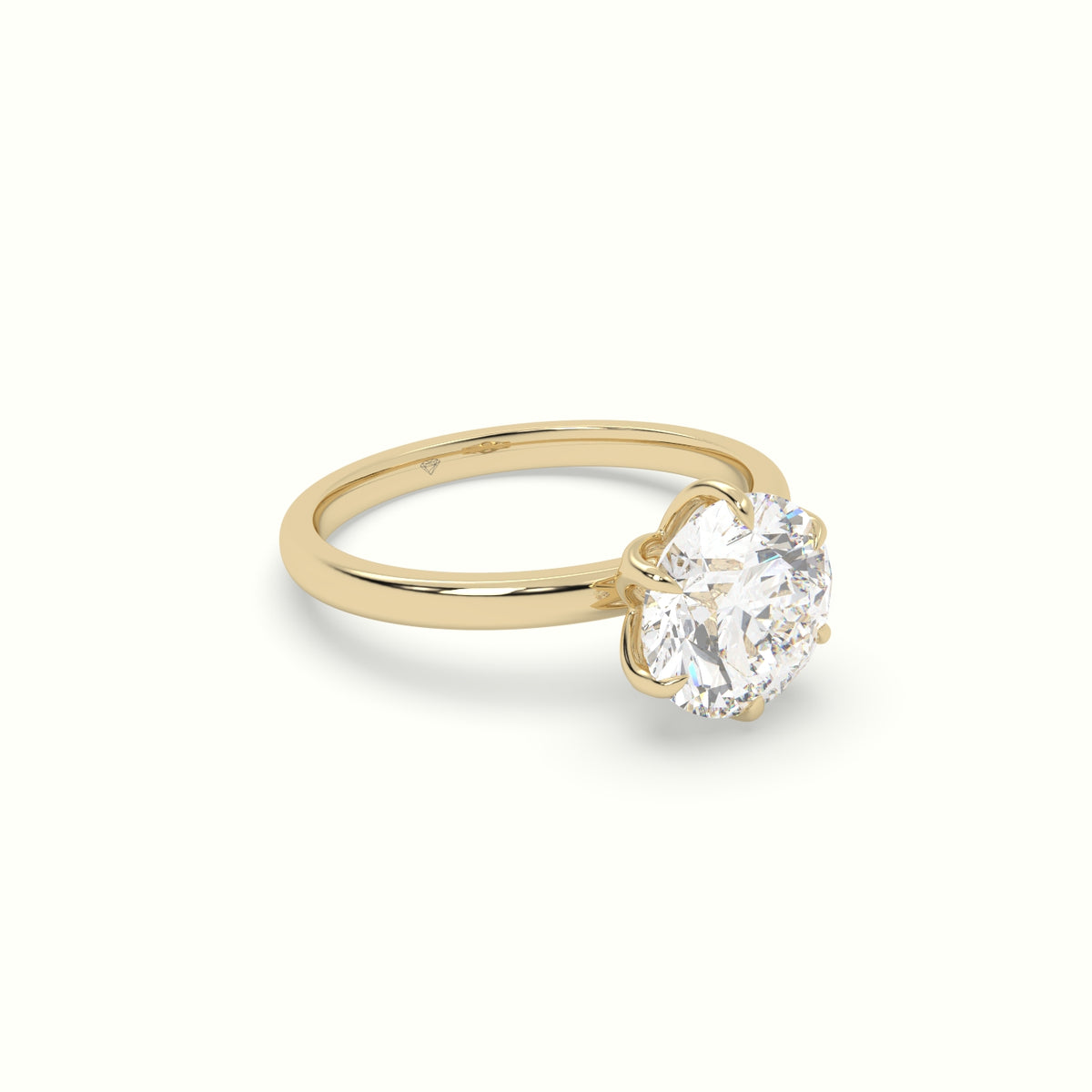 The Tulip Round Cut 6 Prong Solitaire Diamond Engagement Ring