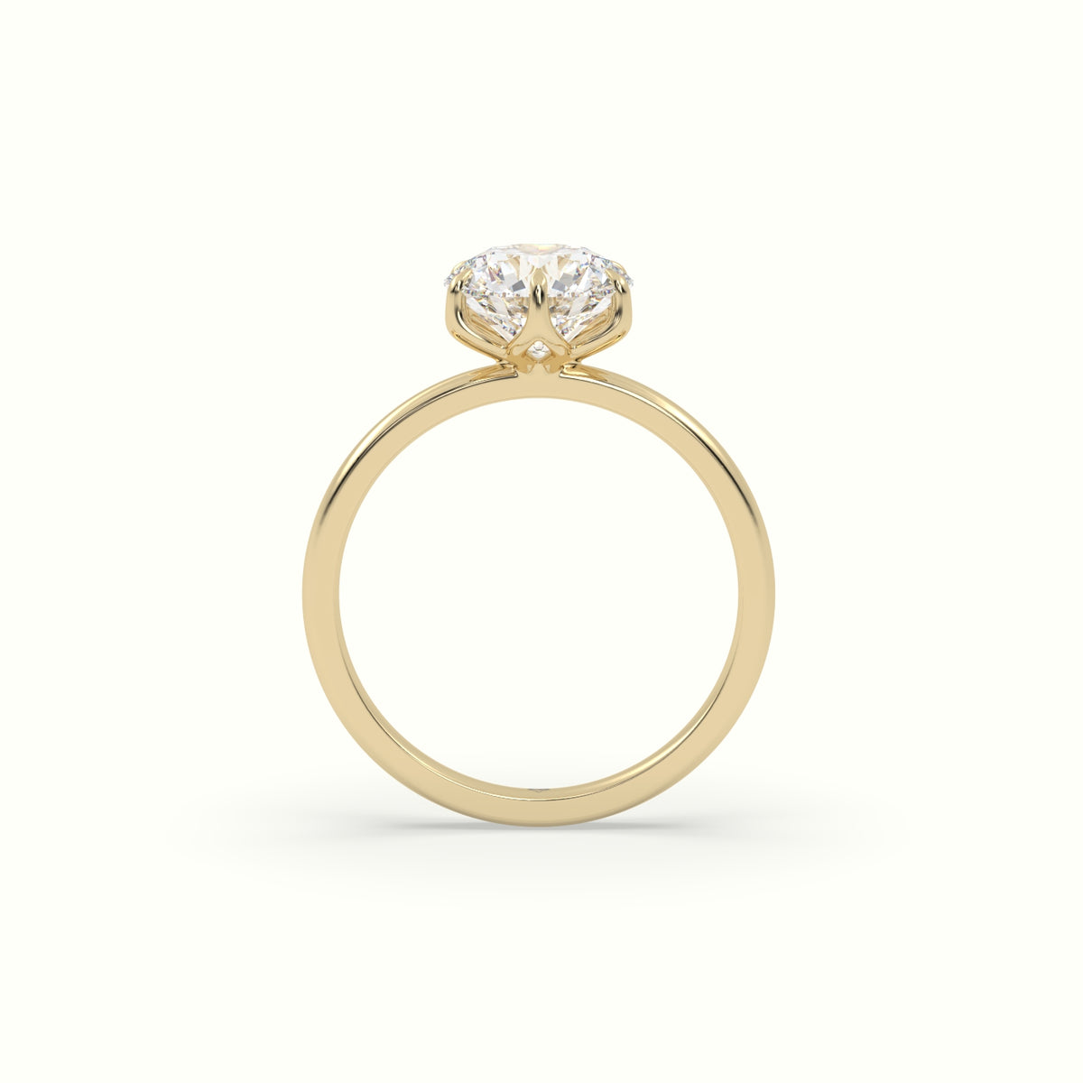 The Tulip Round Cut 6 Prong Solitaire Diamond Engagement Ring
