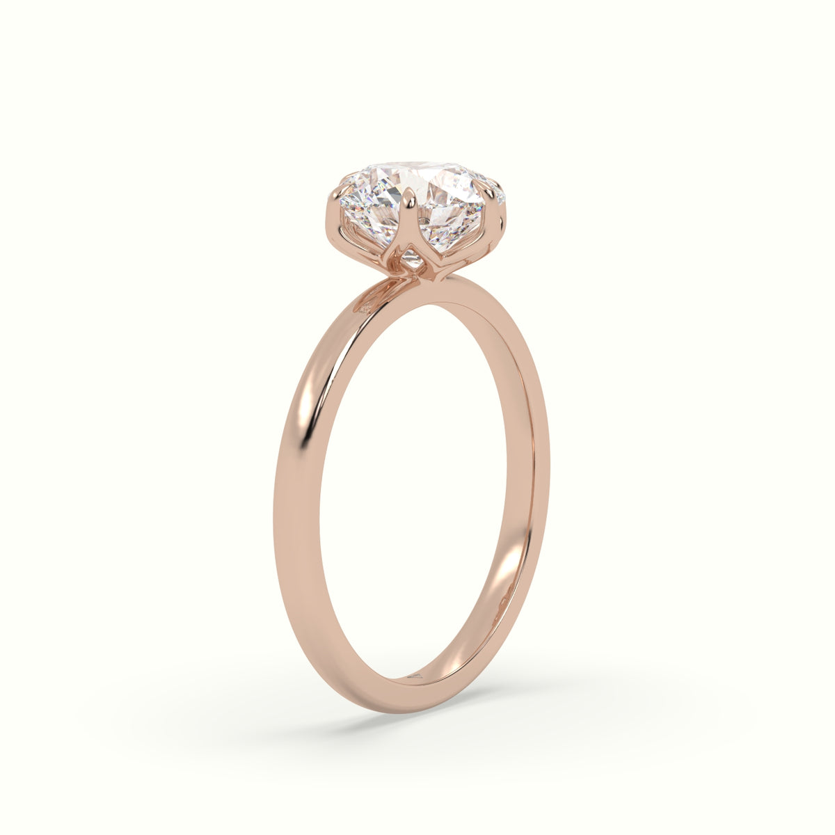 The Tulip Round Cut 6 Prong Solitaire Diamond Engagement Ring