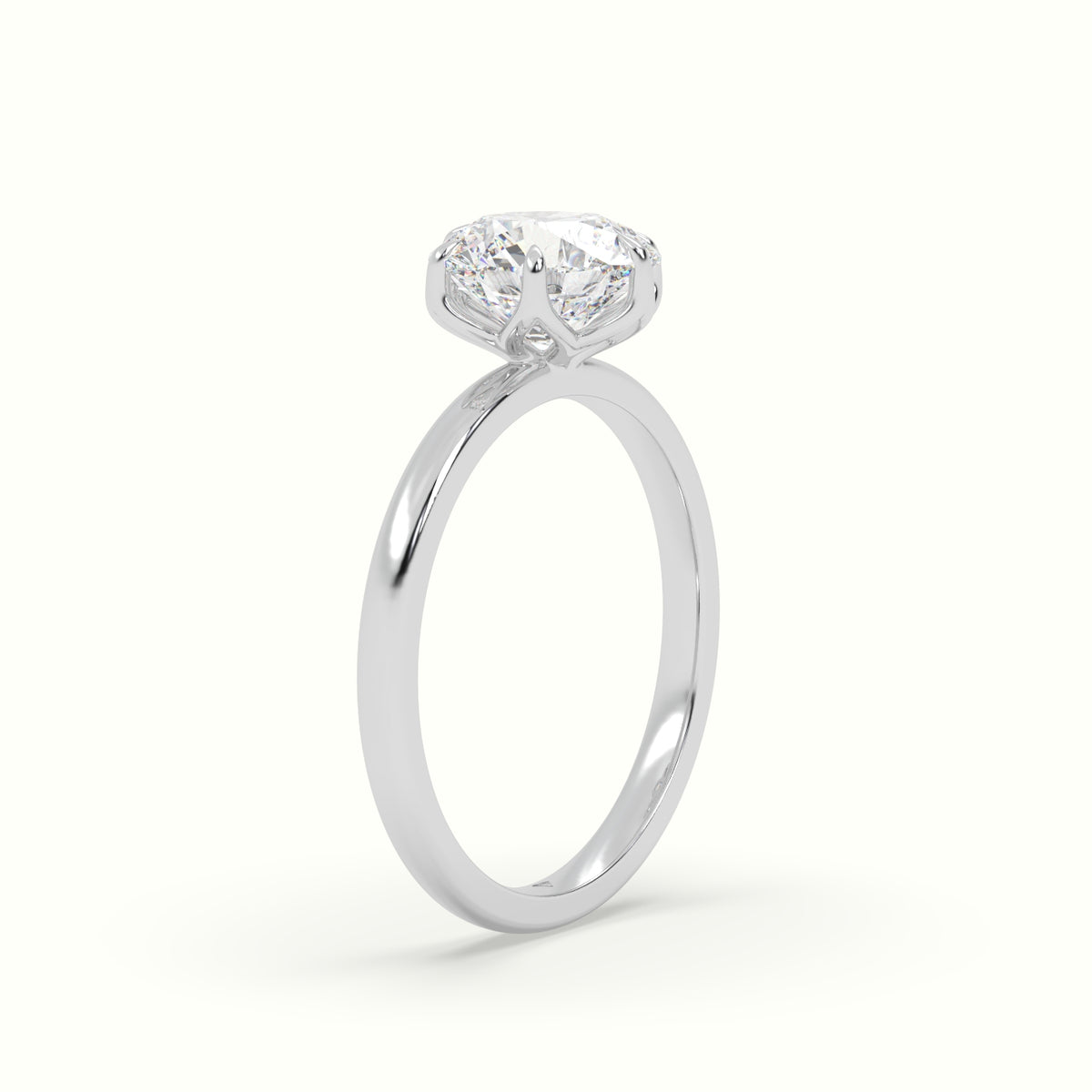 The Tulip Round Cut 6 Prong Solitaire Diamond Engagement Ring