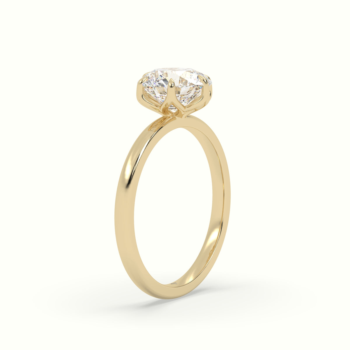 The Tulip Round Cut 6 Prong Solitaire Diamond Engagement Ring