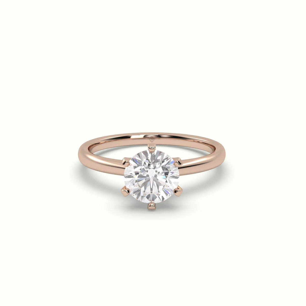 Solitaire Round 6 Prong Splendor Diamond Ring — Rose Gold