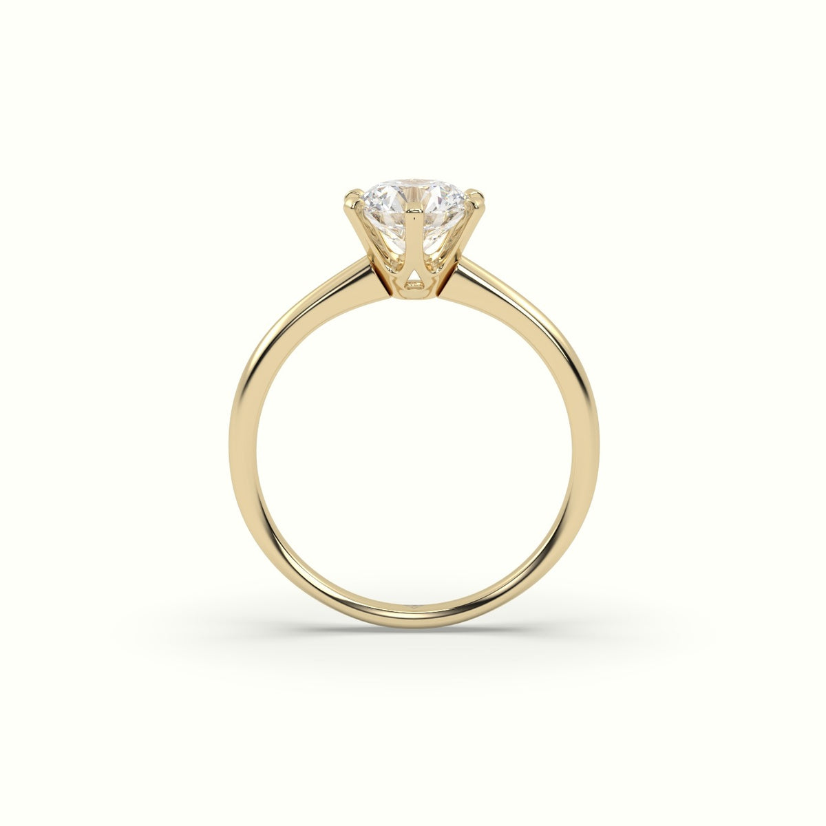 Solitaire Round 6 Prong Splendor Diamond Ring — Yellow Gold