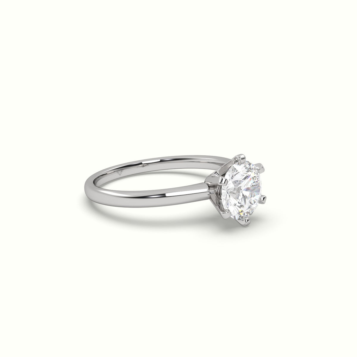 Solitaire Round 6 Prong Splendor Diamond Ring — White Gold