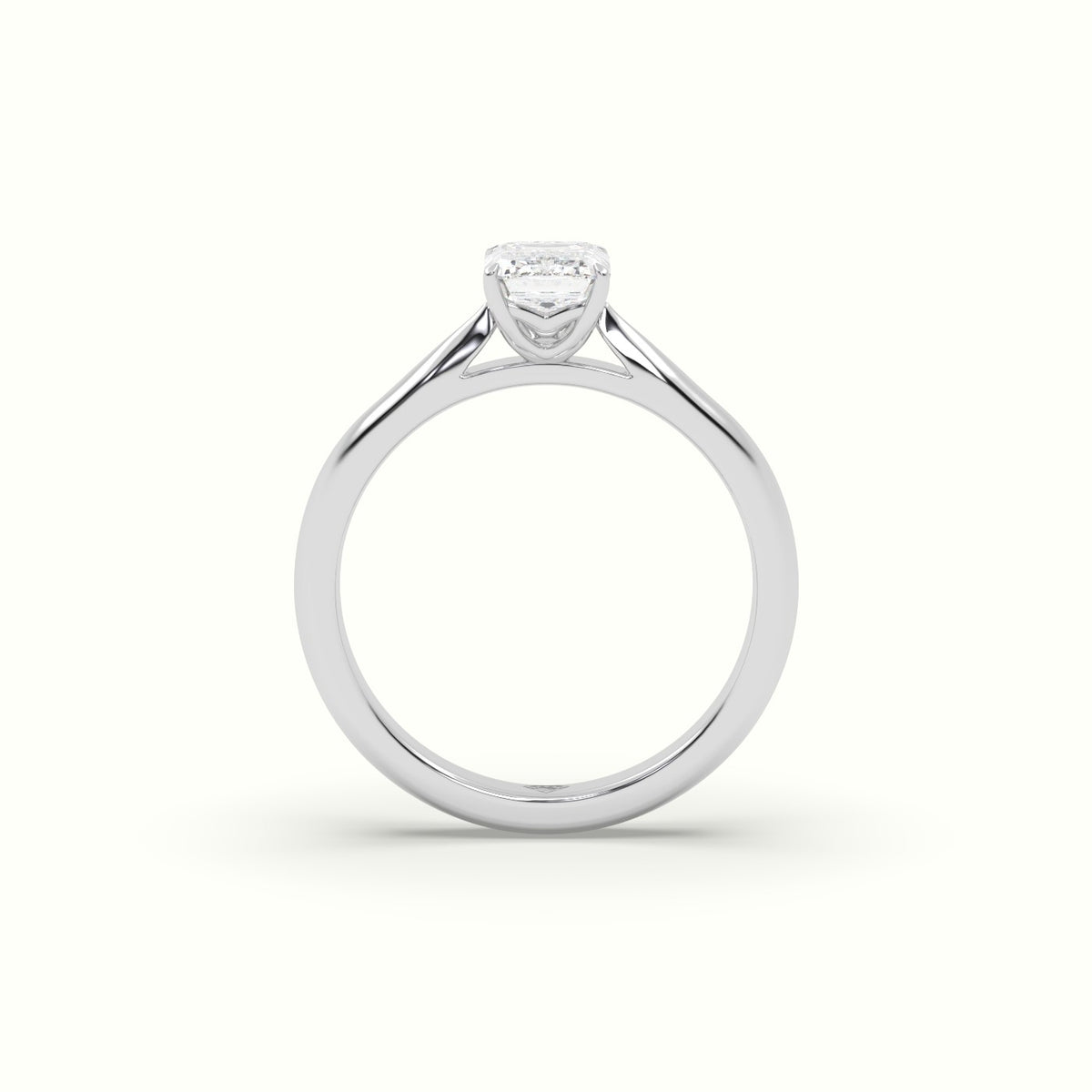 Emerald Diamond Cut 4 Prongs Solitaire Designer Engagement Ring — White Gold