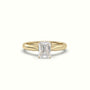 Emerald Diamond Cut 4 Prongs Solitaire Designer Engagement Ring — Yellow Gold