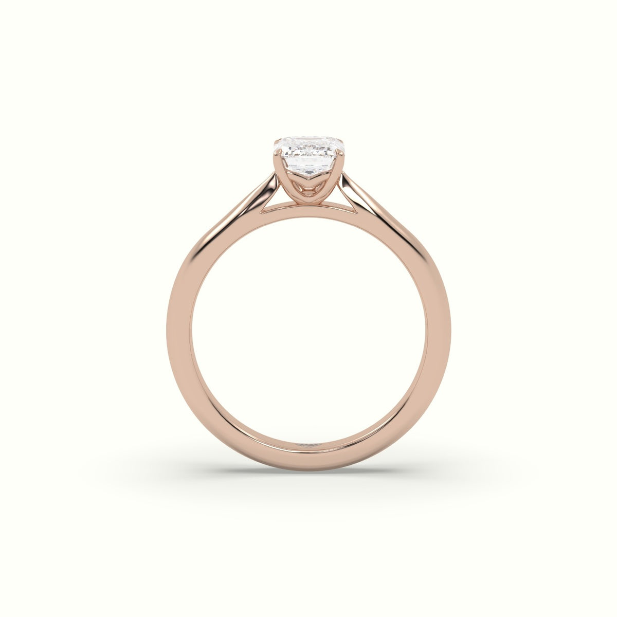 Emerald Diamond Cut 4 Prongs Solitaire Designer Engagement Ring — Rose Gold