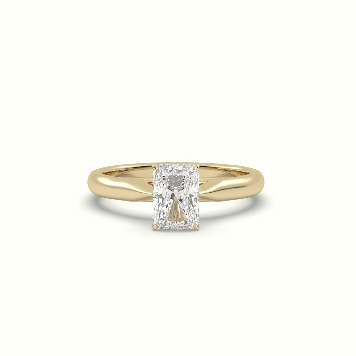 Radiant Cut Diamond 4 Prongs Solitaire Designer Engagement Ring — Yellow Gold