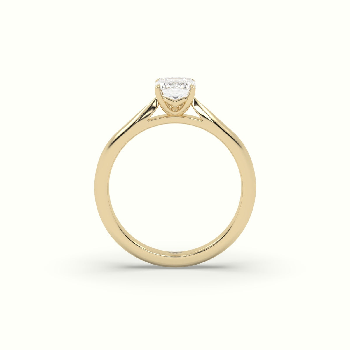 Emerald Diamond Cut 4 Prongs Solitaire Designer Engagement Ring — Yellow Gold