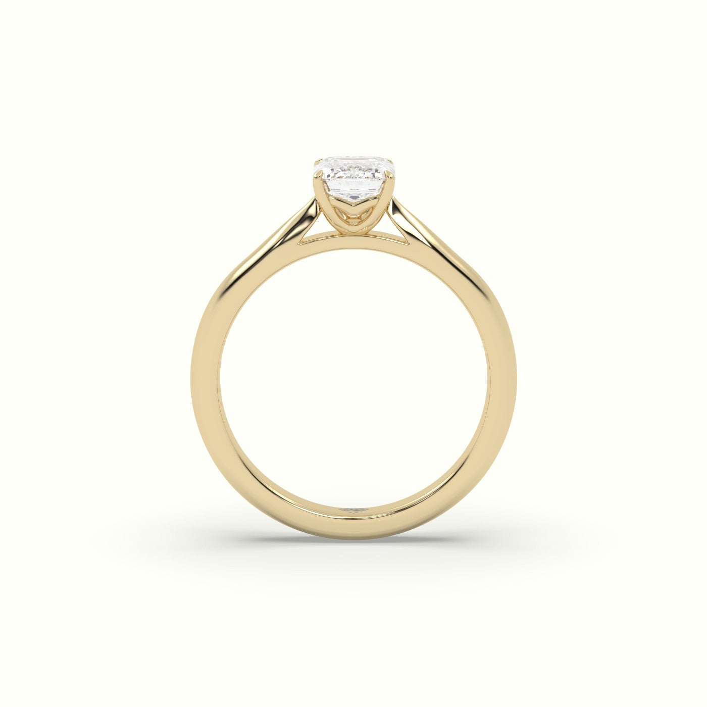Emerald Diamond Cut 4 Prongs Solitaire Designer Engagement Ring — Yellow Gold