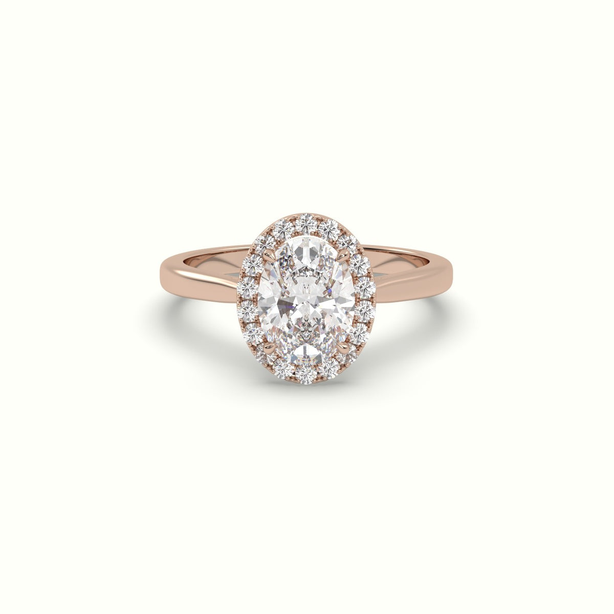 Oval Cut Diamond Halo Engagement Ring — Rose Gold