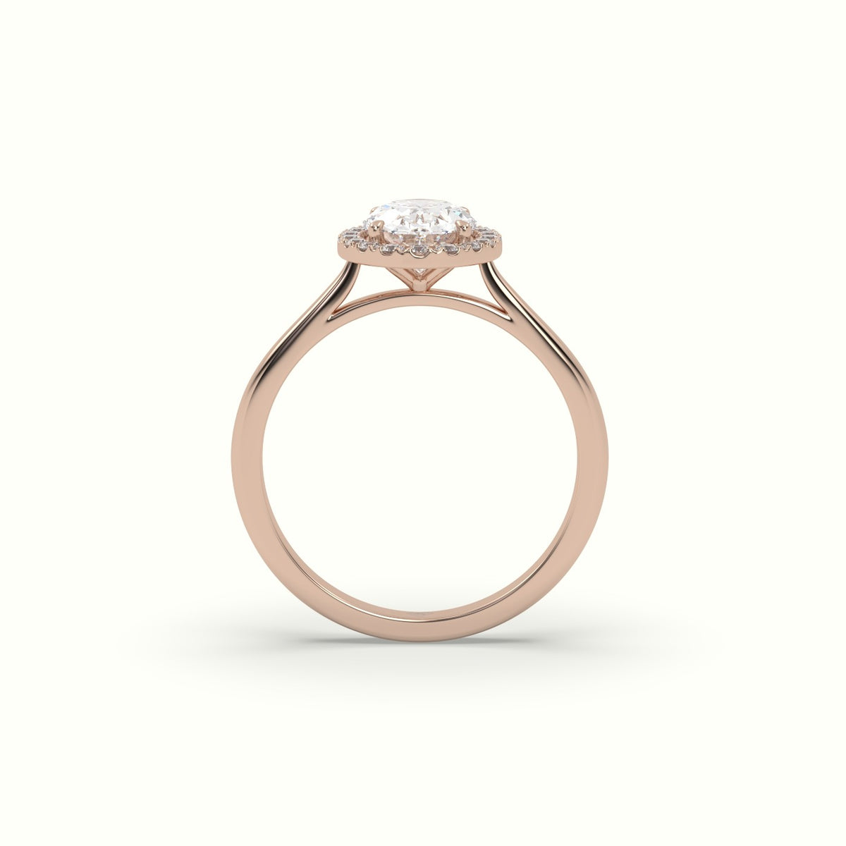 Oval Cut Diamond Halo Engagement Ring — Rose Gold