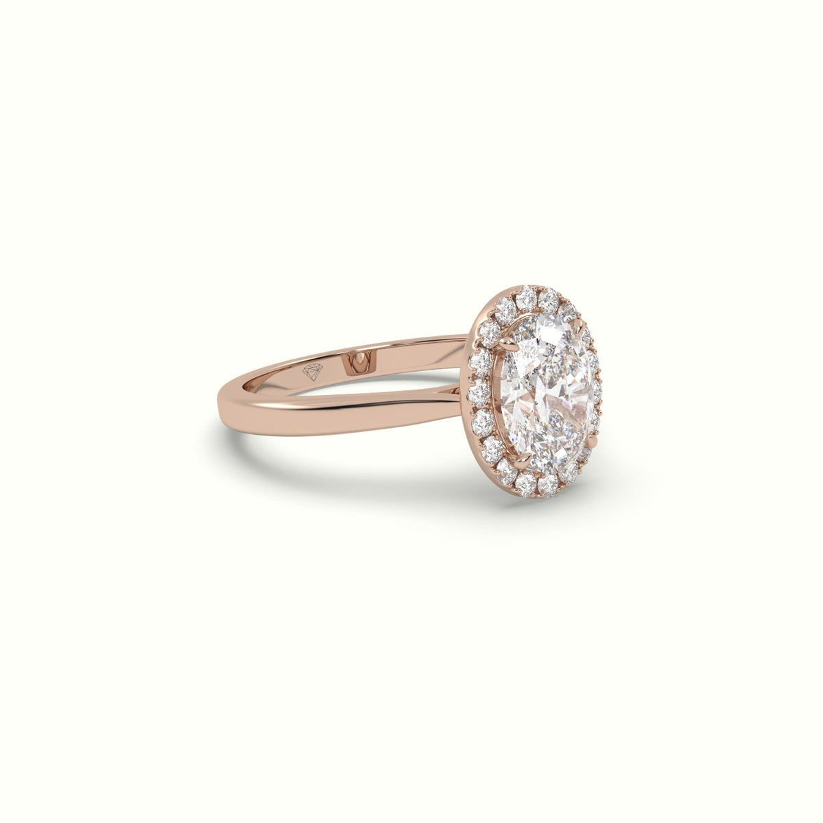 Oval Cut Diamond Halo Engagement Ring — Rose Gold