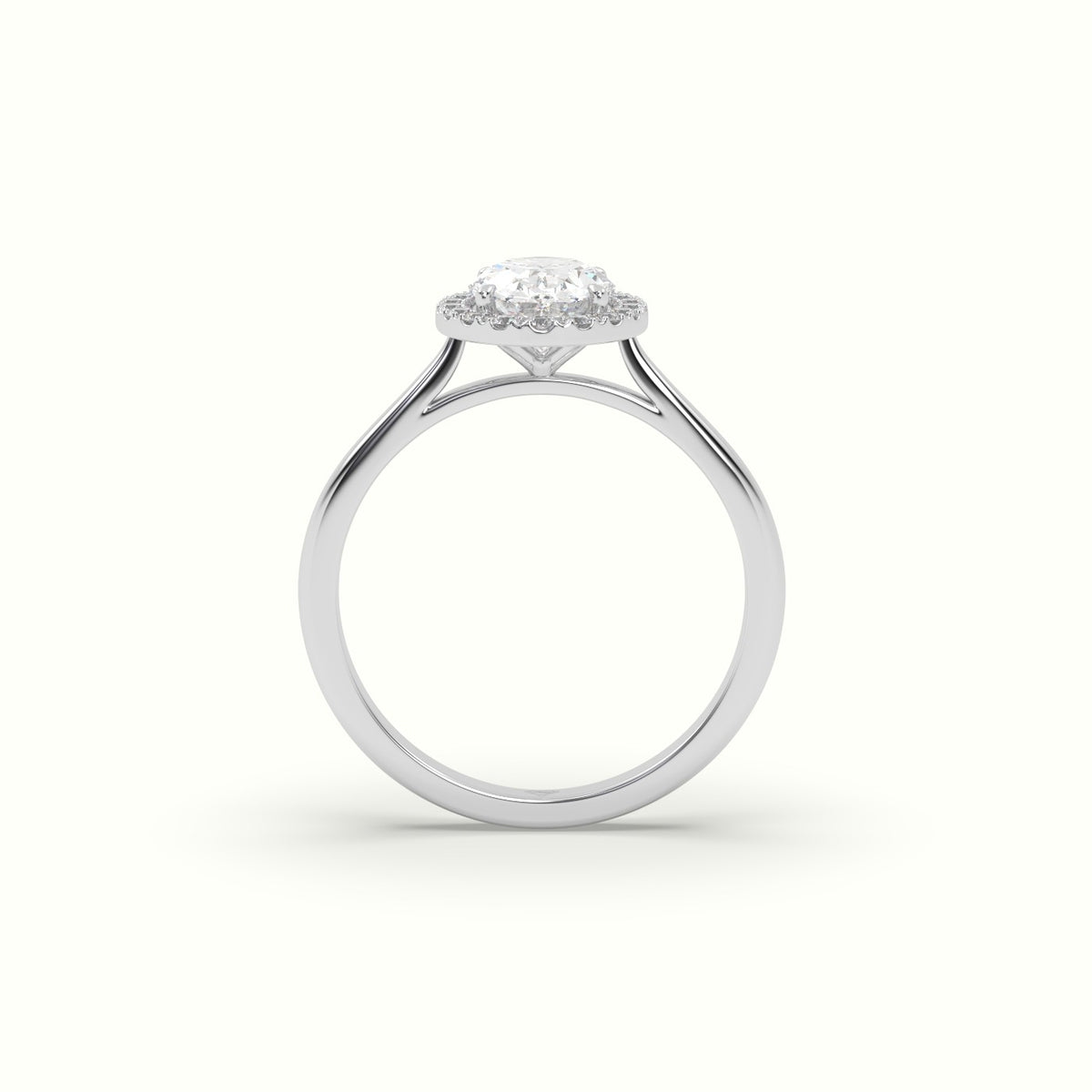 Oval Cut Diamond Halo Engagement Ring — White Gold