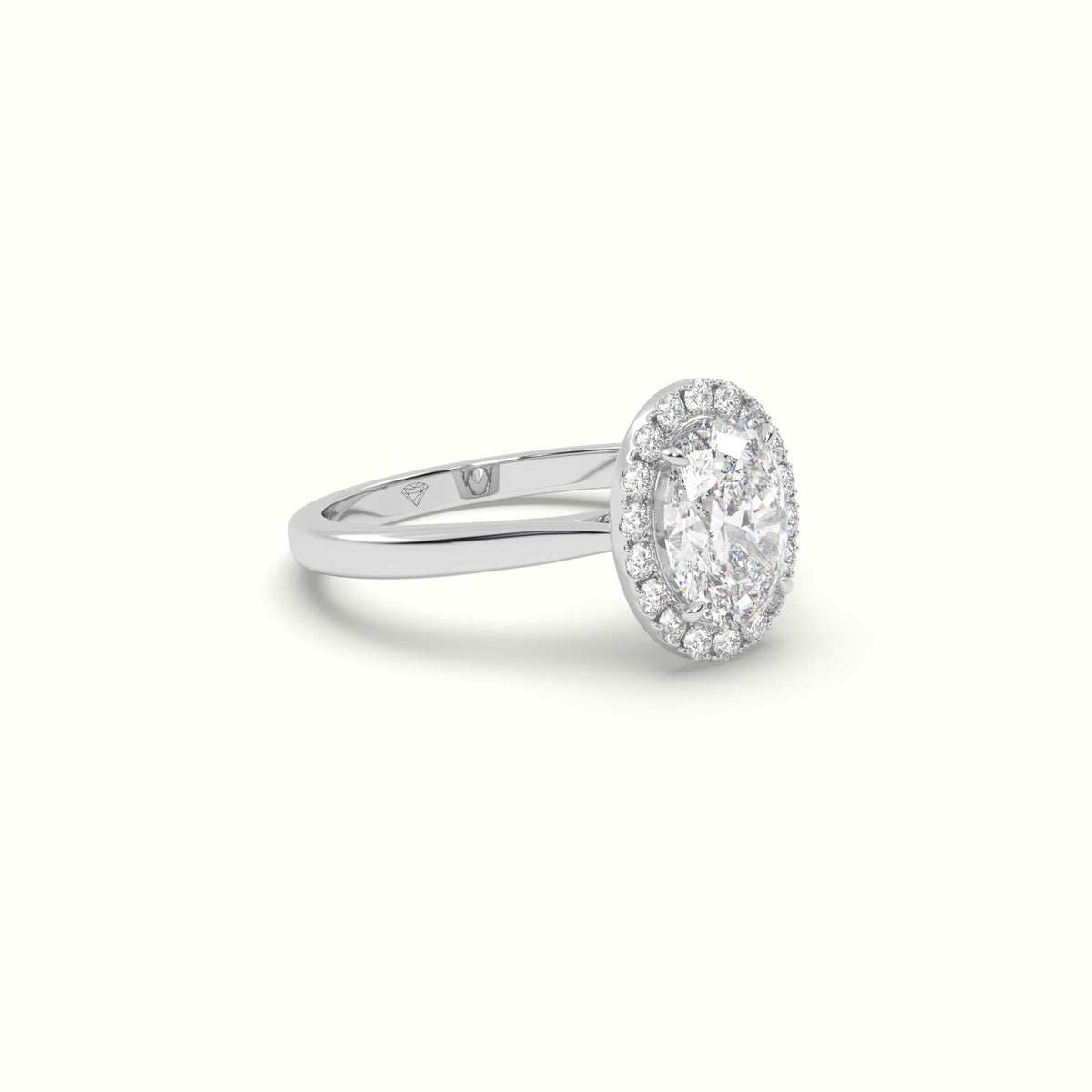 Oval Cut Diamond Halo Engagement Ring — White Gold