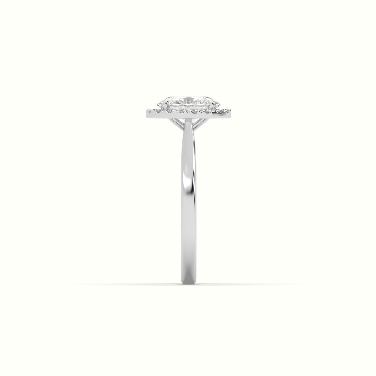 Oval Cut Diamond Halo Engagement Ring — White Gold