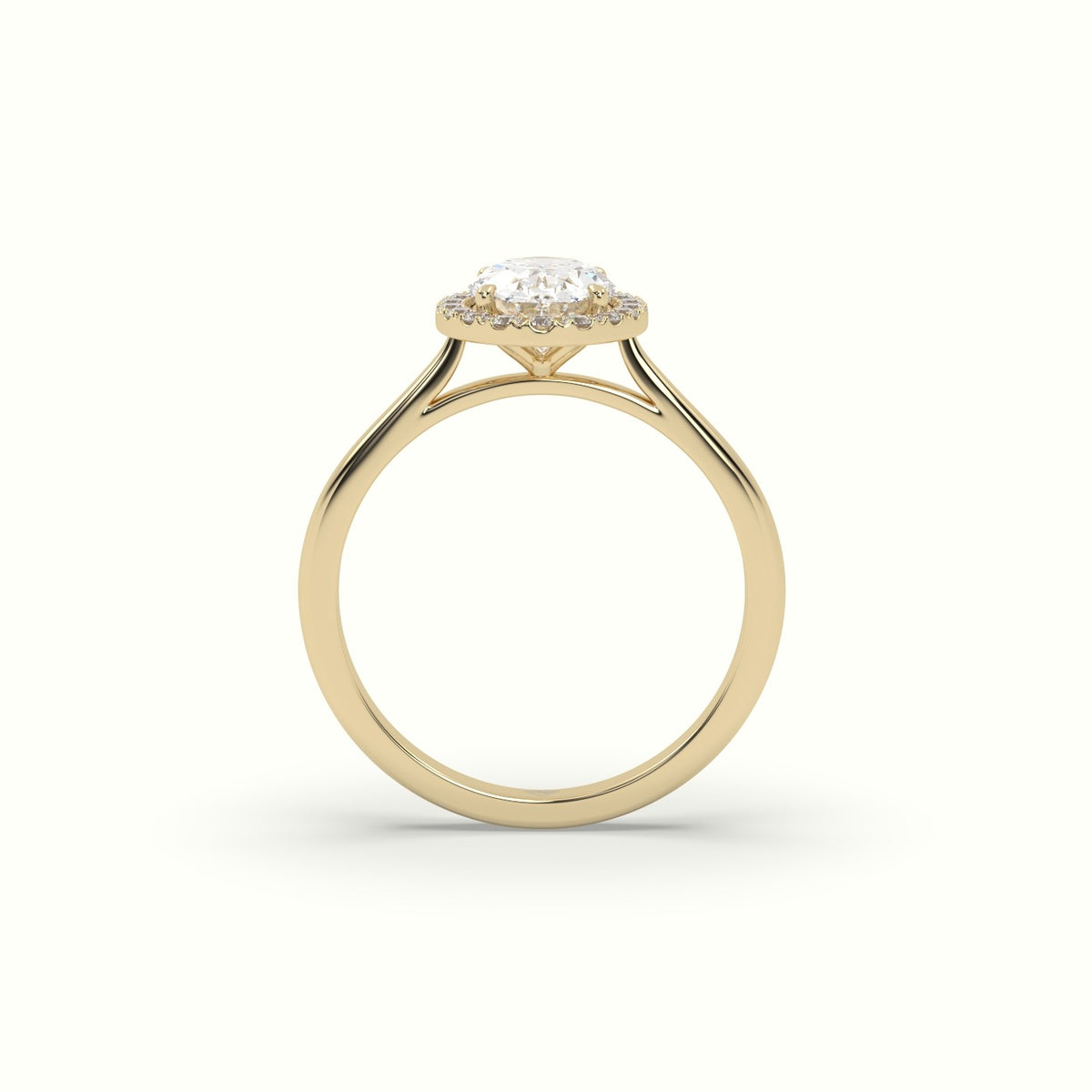 Oval Cut Diamond Halo Engagement Ring — Yellow Gold