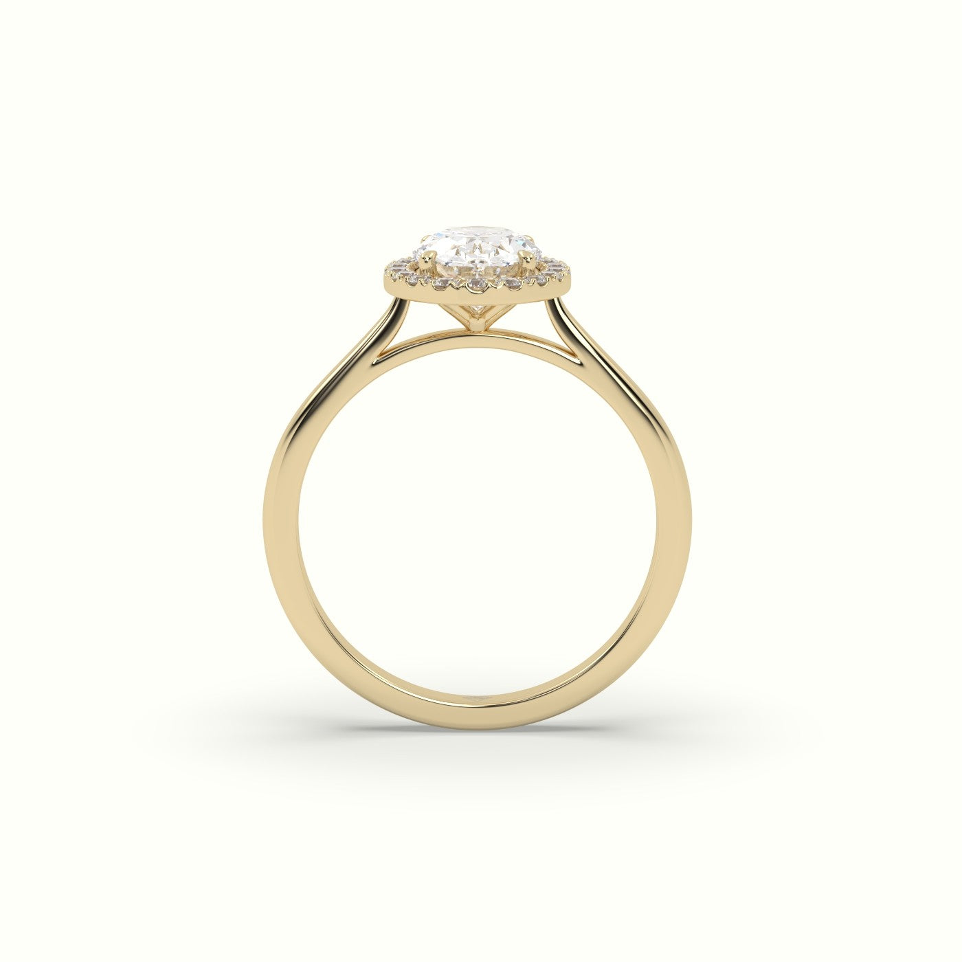 Oval Cut Diamond Halo Engagement Ring — Yellow Gold