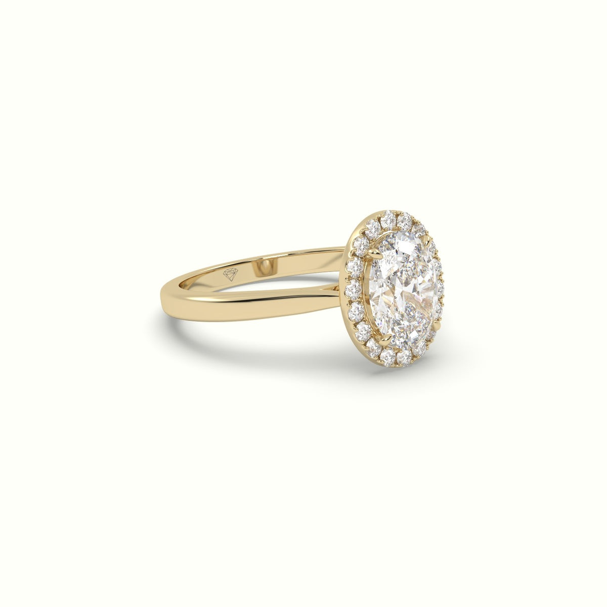 Oval Cut Diamond Halo Engagement Ring — Yellow Gold