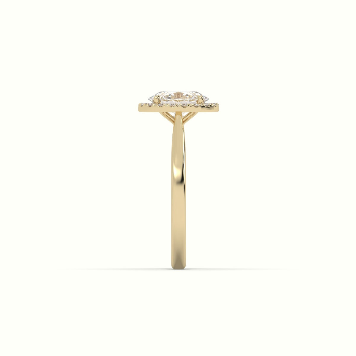 Oval Cut Diamond Halo Engagement Ring — Yellow Gold